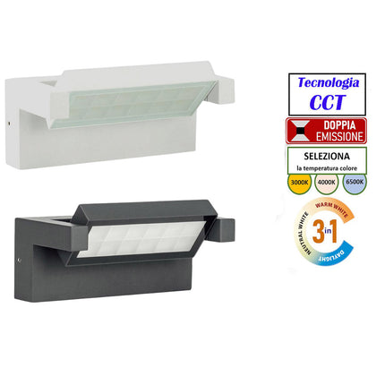 Applique da parete per esterno 21 watt tecnologia cct 3 tonalità di luce lampada da muro inclinabile a led IP65 - enzoled