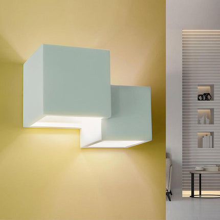 Applique in gesso ultra moderno due cubi a doppia emissione di luce up & up e down lampada contemporanea con attacco G9 - enzoled