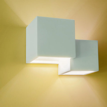 Applique in gesso ultra moderno due cubi a doppia emissione di luce up & up e down lampada contemporanea con attacco G9 - enzoled