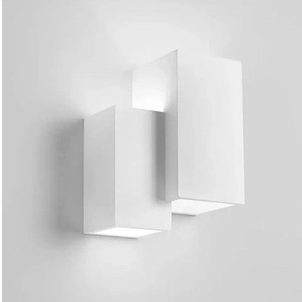 Applique da parete in gesso 2 cubi doppia emissione up e down lampada contemporanea con attacco g9 - enzoled