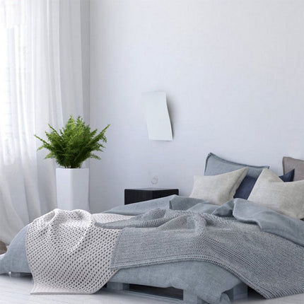 Applique in gesso rettangolare ondulato lampada da parete verniciabile attacco e14 per casa - enzoled