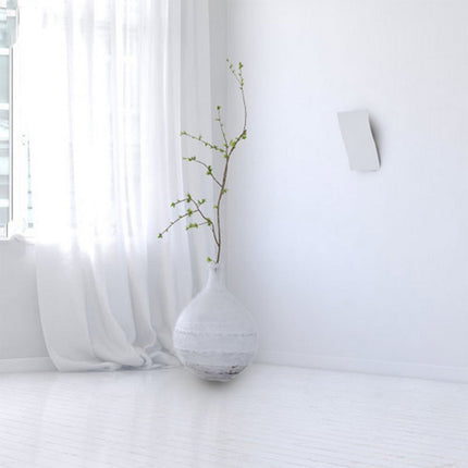 Applique in gesso rettangolare ondulato lampada da parete verniciabile attacco e14 per casa - enzoled