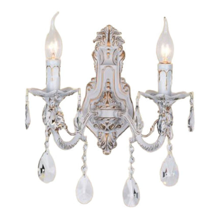 Applique candelabro con pendenti a gocce di cristallo in acrilico stile retrò attacco E14 bianco oro a 1 o 2 bracci - enzoled