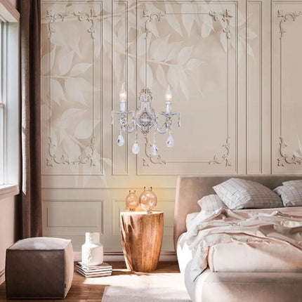 Applique candelabro con pendenti a gocce di cristallo in acrilico stile retrò attacco E14 bianco oro a 1 o 2 bracci - enzoled