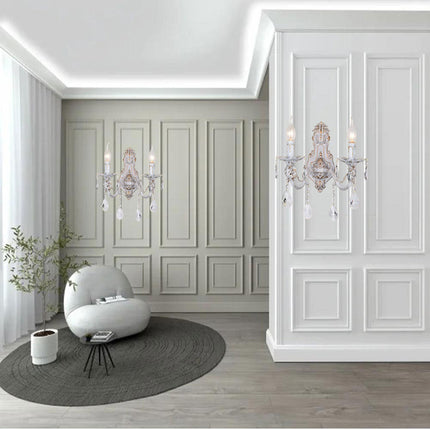 Applique candelabro con pendenti a gocce di cristallo in acrilico stile retrò attacco E14 bianco oro a 1 o 2 bracci - enzoled