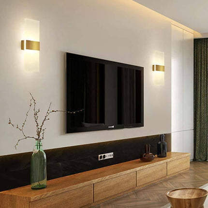 Applique moderno a led rettangolare 10 watt da parete doppia emissione lampada da interno 3 colorazione di luce - enzoled