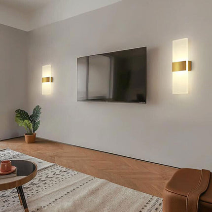 Applique moderno a led rettangolare 10 watt da parete doppia emissione lampada da interno 3 colorazione di luce - enzoled