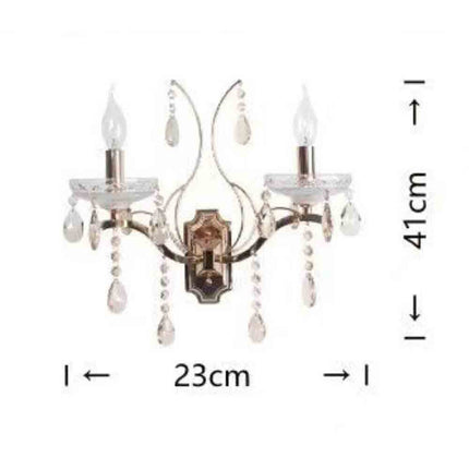 Applique a candelabro 2 bracci con pendenti a gocce di cristallo in acrilico stile retrò attacco E14 oro - enzoled