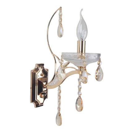 Applique a candelabro con pendenti a gocce di cristallo in acrilico stile retrò attacco E14 oro - enzoled