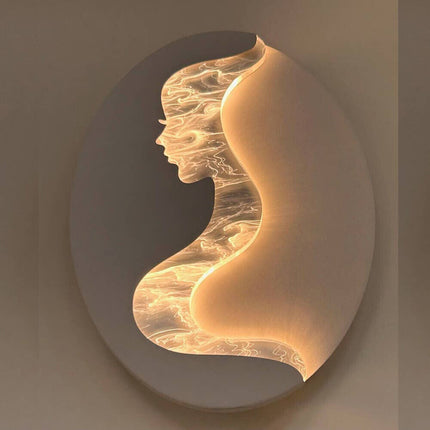 Applique a led 7 watt da parete lampada a muro con raffigurazione volto di donna illuminazione da muro 3 colorazione di luce - enzoled