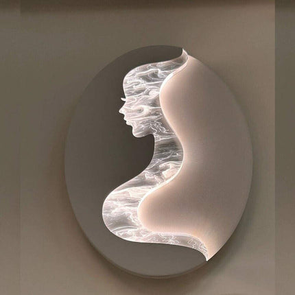 Applique a led 7 watt da parete lampada a muro con raffigurazione volto di donna illuminazione da muro 3 colorazione di luce - enzoled