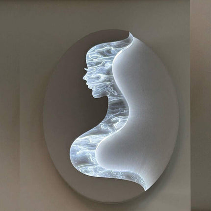Applique a led 7 watt da parete lampada a muro con raffigurazione volto di donna illuminazione da muro 3 colorazione di luce - enzoled