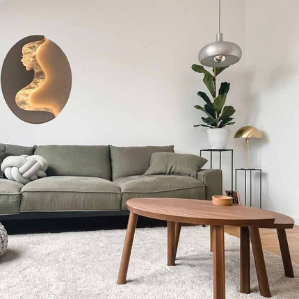 Applique a led 7 watt da parete lampada a muro con raffigurazione volto di donna illuminazione da muro 3 colorazione di luce - enzoled