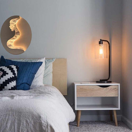 Applique a led 7 watt da parete lampada a muro con raffigurazione volto di donna illuminazione da muro 3 colorazione di luce - enzoled
