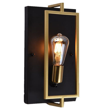 Applique a parete stile industriale lampada a muro in metallo attacco E27 decorazione soggiorno camera da letto nero e bronzo - enzoled