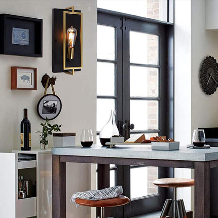 Applique a parete stile industriale lampada a muro in metallo attacco E27 decorazione soggiorno camera da letto nero e bronzo - enzoled