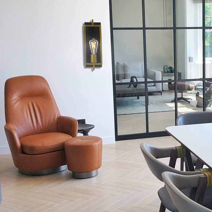 Applique a parete stile industriale lampada a muro in metallo attacco E27 decorazione soggiorno camera da letto nero e bronzo - enzoled