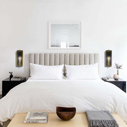 Applique a parete stile industriale lampada a muro in metallo attacco E27 decorazione soggiorno camera da letto nero e bronzo - enzoled