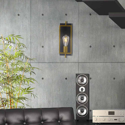 Applique a parete stile industriale lampada a muro in metallo attacco E27 decorazione soggiorno camera da letto nero e bronzo - enzoled