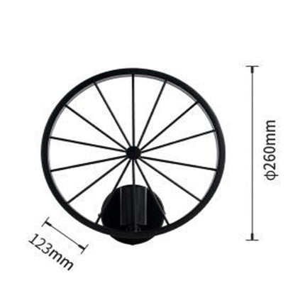 Applique a parete stile vintage lampada da muro country a forma di ruota di bicicletta nero attacco E27 - enzoled