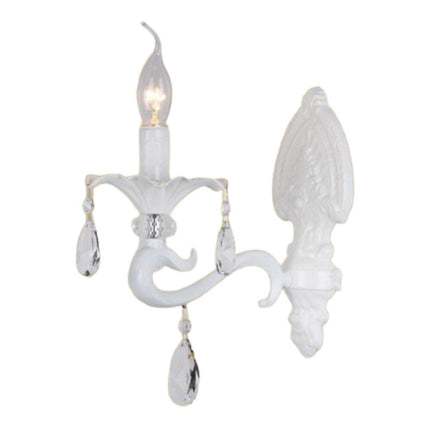 Applique candelabro con pendenti a gocce di cristallo in acrilico stile retrò attacco E14 bianco - enzoled