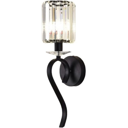 Applique da parete con paralume in vetro lampada abat jour da muro metallo nero attacco E14 lampadario - enzoled