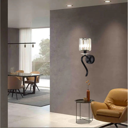 Applique da parete con paralume in vetro lampada abat jour da muro metallo nero attacco E14 lampadario - enzoled