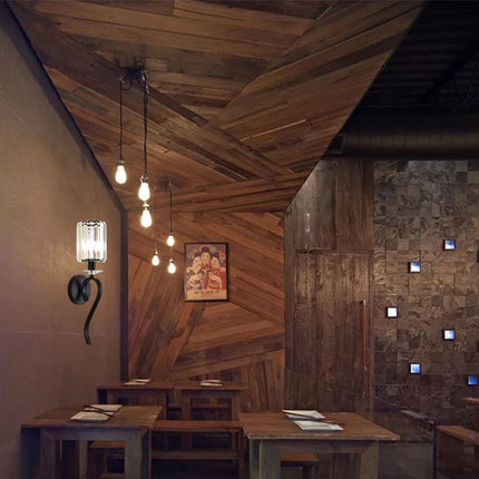 Applique da parete con paralume in vetro lampada abat jour da muro metallo nero attacco E14 lampadario - enzoled