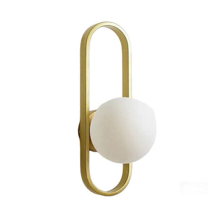 Applique da parete minimalista lampada da muro in metallo bronzo con sfera in vetro per camera da letto G9 - enzoled