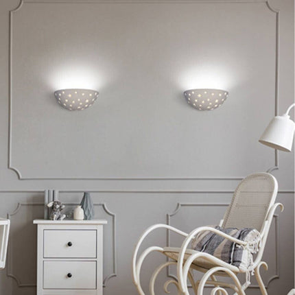 Applique in gesso mezza luna traforato verniciabile lampada da parete contemporanea attacco R7S - enzoled