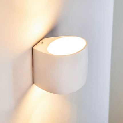 Applique in gesso ovale verniciabile ultra moderno a doppia emissione di luce up & up e down lampada contemporanea con attacco g9 - enzoled