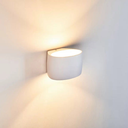 Applique in gesso ovale verniciabile ultra moderno a doppia emissione di luce up & up e down lampada contemporanea con attacco g9 - enzoled