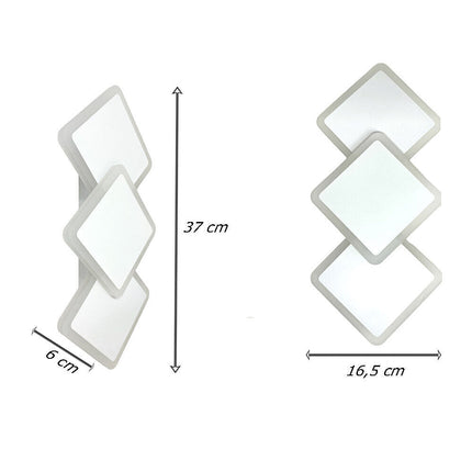 Applique moderno triplo rombi a led 14 watt da parete lumetto abat jour lampada da interno 3 colorazione di luce - enzoled