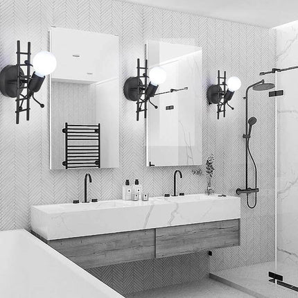 Applique da parete decorativo a forma di omino sulla scala lampada da muro in metallo attacco E27 arredo casa soggiorno - enzoled