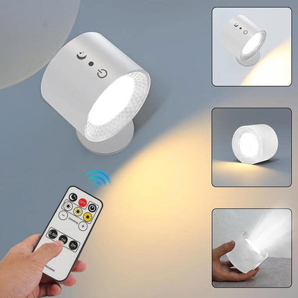 Lampada da parete led touch con telecomando luce fronte retro ricaricabile usb tre colorazione di luce calda fredda naturale orientabile 360° - enzoled
