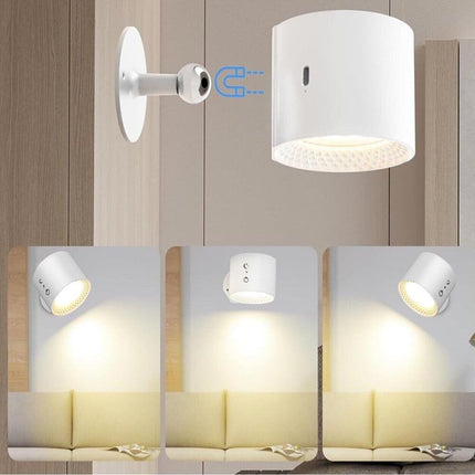 Lampada da parete led touch con telecomando luce fronte retro ricaricabile usb tre colorazione di luce calda fredda naturale orientabile 360° - enzoled