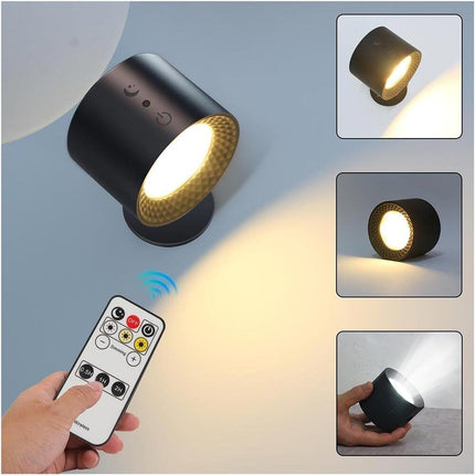 Lampada da parete led touch con telecomando luce fronte retro ricaricabile usb tre colorazione di luce calda fredda naturale orientabile 360° - enzoled