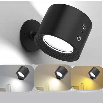Lampada da parete led touch con telecomando luce fronte retro ricaricabile usb tre colorazione di luce calda fredda naturale orientabile 360° - enzoled