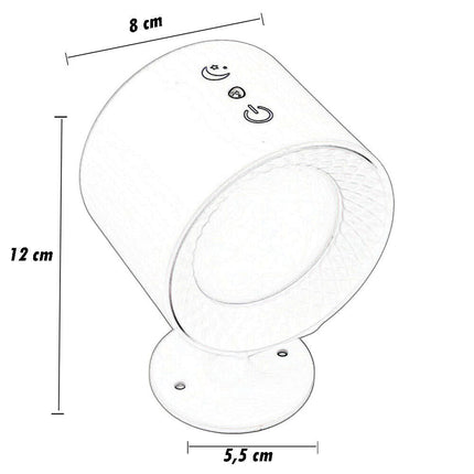 Lampada da parete led touch con telecomando luce fronte retro ricaricabile usb tre colorazione di luce calda fredda naturale orientabile 360° - enzoled