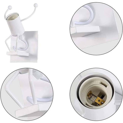 Applique da parete decorativo a forma di omino lampada da muro in metallo attacco E27 arredo casa - enzoled