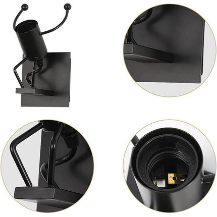 Applique da parete decorativo a forma di omino lampada da muro in metallo attacco E27 arredo casa - enzoled