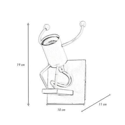 Applique da parete decorativo a forma di omino lampada da muro in metallo attacco E27 arredo casa - enzoled