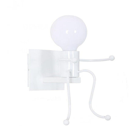 Applique da parete decorativo a forma di omino lampada da muro in metallo attacco E27 arredo casa - enzoled