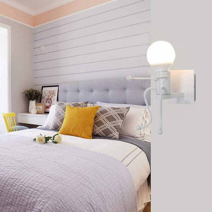 Applique da parete decorativo a forma di omino lampada da muro in metallo attacco E27 arredo casa - enzoled