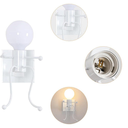 Applique da parete decorativo a forma di omino lampada da muro in metallo attacco E27 arredo casa - enzoled