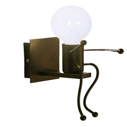 Applique da parete decorativo a forma di omino lampada da muro in metallo attacco E27 arredo casa - enzoled