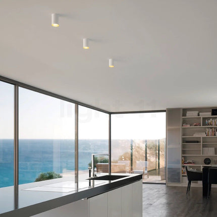 Applique da soffitto in gesso verniciabile a forma di cilindro o cubo cono attacco per faretto Gu10 9x7 cm - enzoled