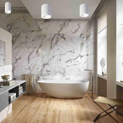 Applique da soffitto in gesso verniciabile a forma di cilindro o cubo cono attacco per faretto Gu10 9x7 cm - enzoled