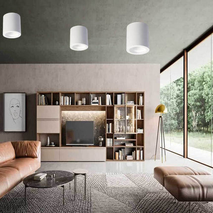 Applique da soffitto in gesso verniciabile a forma di cilindro o cubo cono attacco per faretto Gu10 9x7 cm - enzoled