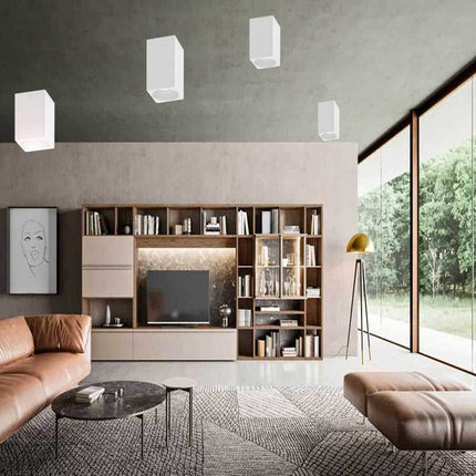 Applique da soffitto in gesso verniciabile a forma di cilindro o cubo cono attacco per faretto Gu10 9x7 cm - enzoled